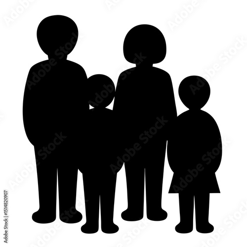 Silhouette representation of a nuclear family with two parents and children