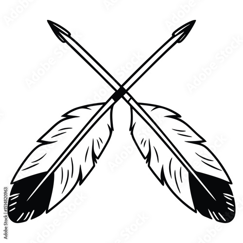Vector black and white feather wings, butterfly, and bird silhouettes form a seamless ink drawing pattern