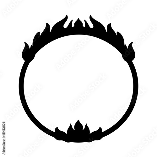 Ornate Circular Frame with Decorative Floral Accents Black and White Design