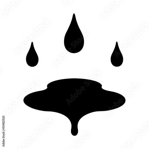 Abstract image featuring three droplets above a larger spread of liquid