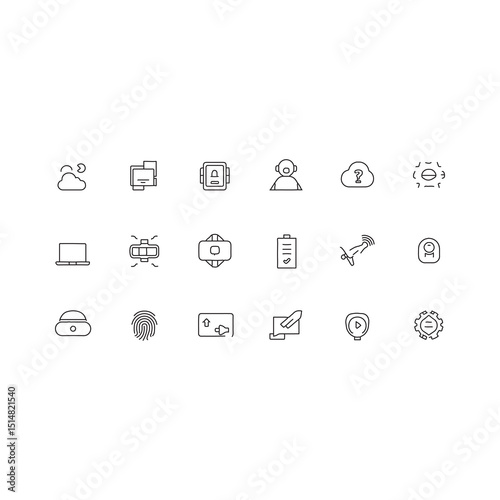 Modern Technology Line Icon Set  Editable Vector Icons