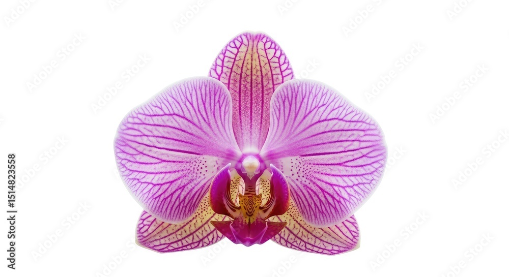 Fototapeta premium Beautiful Orchid Flowers Isolated White Background Elegant Botanical Blossom