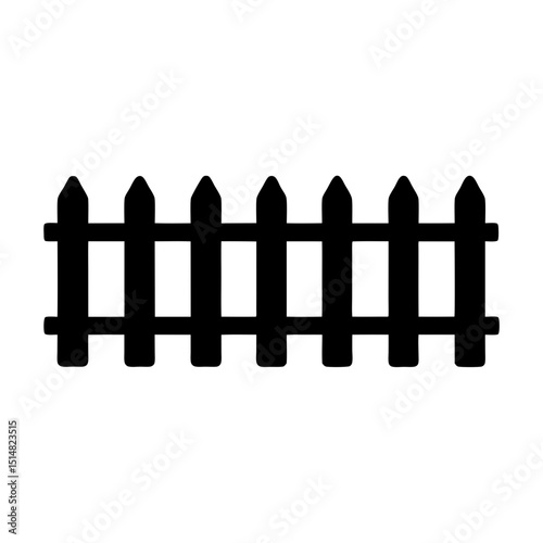 Black silhouette of a wooden picket fence separating properties and territories
