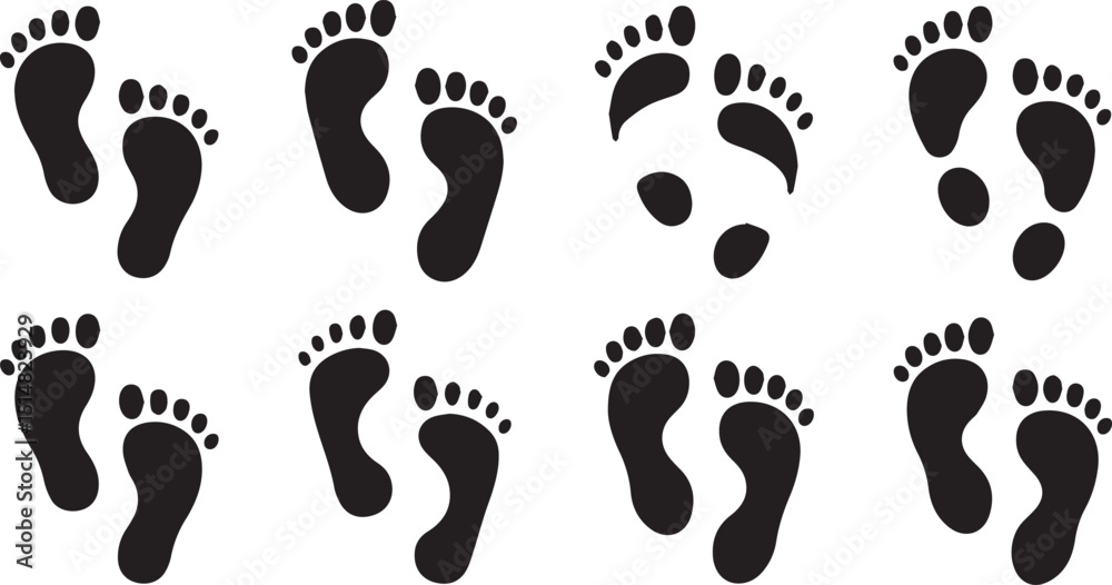 Collection of footprints silhouette Collection of footprints silhouette