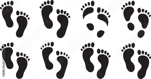 Collection of footprints silhouette
