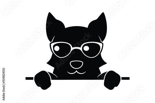 cartoon type beautiful dog silhouette vector with wearing sunglass