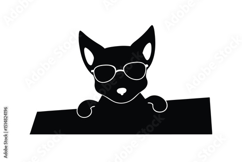 cartoon type beautiful dog silhouette vector with wearing sunglass