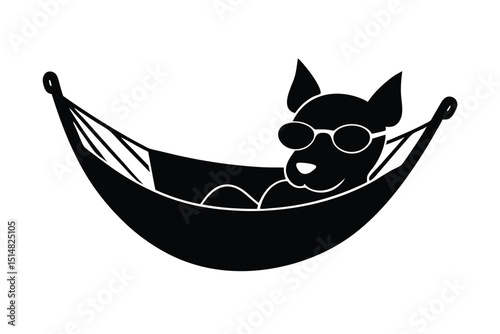 cartoon type beautiful dog silhouette vector with wearing sunglass