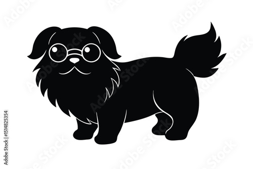 cartoon type beautiful dog silhouette vector with wearing sunglass