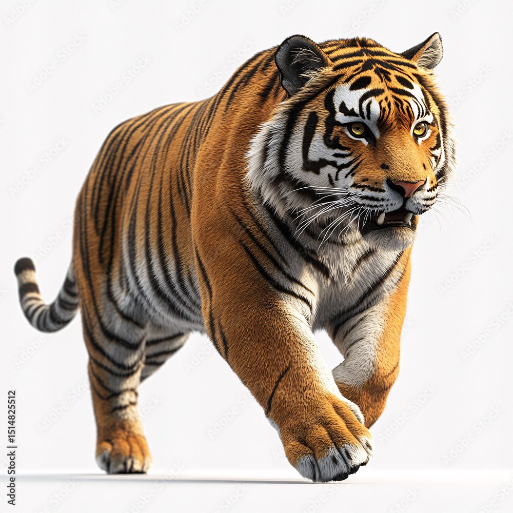 Obraz premium Majestic 3D Tiger Render – 16K Ultra-Realistic Animal Illustration