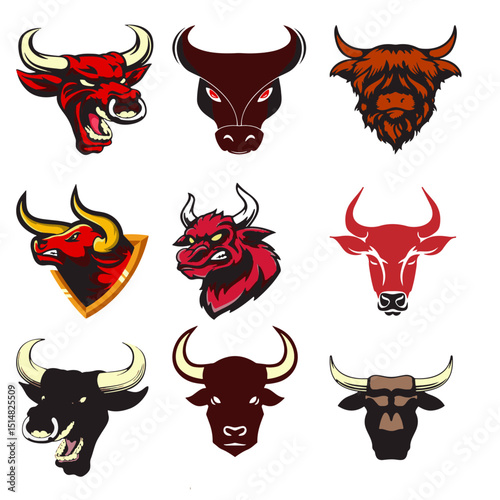 Bull Colour Vector Set 2