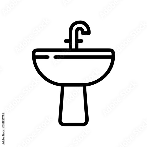Modern bathroom sink icon for minimalist interior design and plumbing projects