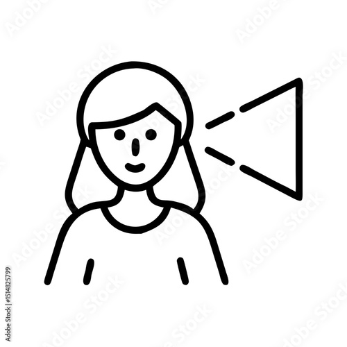 Modern woman with light beaming from ear illustration for hearing or guidance