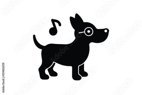 cartoon type beautiful dog silhouette vector with wearing sunglass