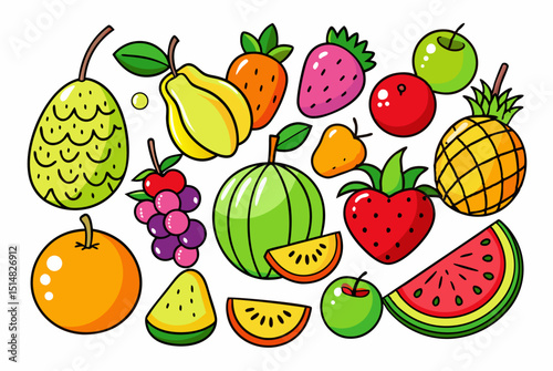 Colorful set Fruits Illustration