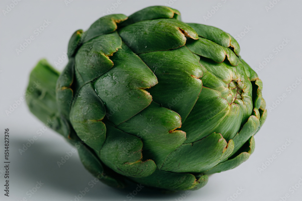 Fototapeta premium a close up of a green artichoke on a white surface