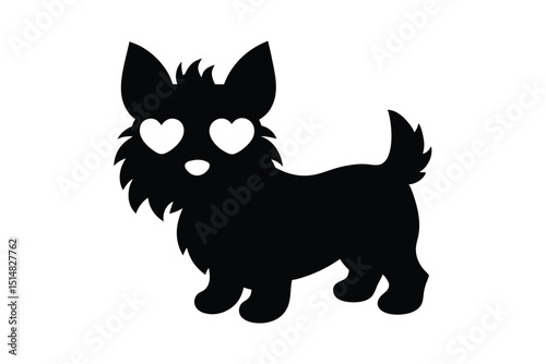 cartoon type beautiful dog silhouette vector with wearing sunglass