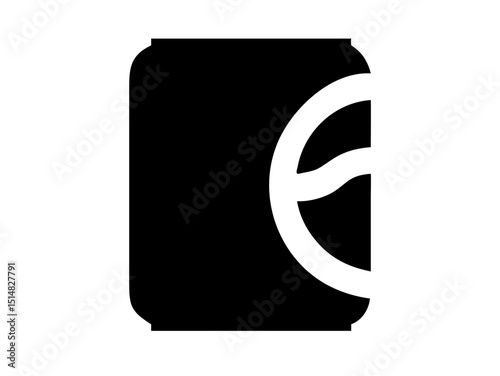 Opened and unopened aluminum soda cans, illustrating product lifecycle. Simple black and white graphic of two soda cans, one intact and the other opened with a wavy, dented top.