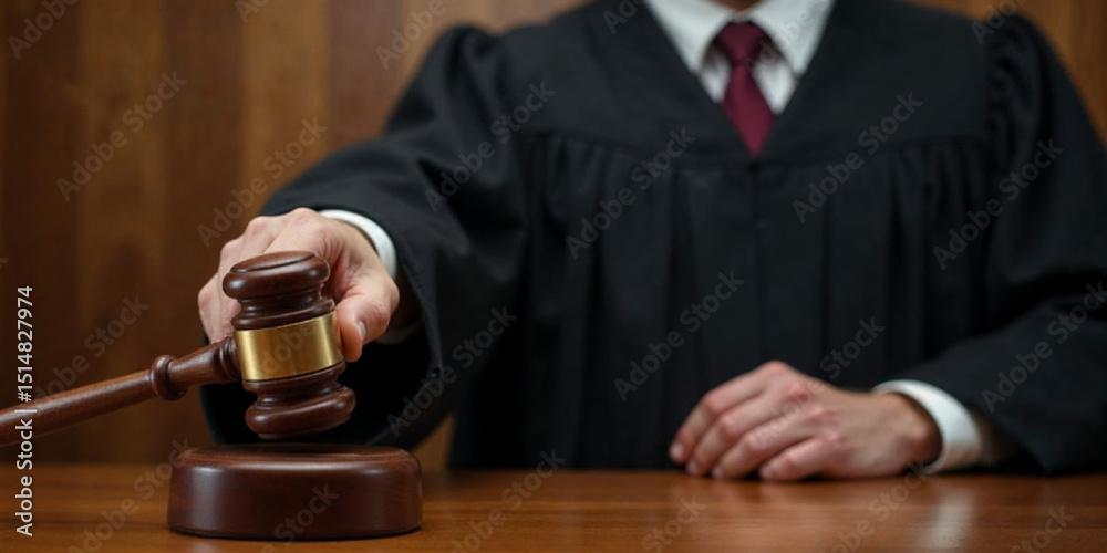 Judge holding gavel and delivering verdict in court setting, photo for thematic fleas, articles about law Judge holding gavel and delivering verdict in court setting, photo for thematic fleas, articles about law