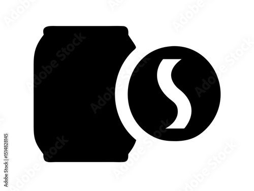 Opened and unopened aluminum soda cans, illustrating product lifecycle. Simple black and white graphic of two soda cans, one intact and the other opened with a wavy, dented top.