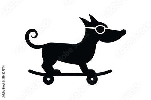 cartoon type beautiful dog silhouette vector with wearing sunglass