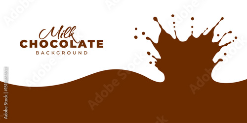 Splash and flow of milk and chocolate. Flat dynamic splashes and drops, crown shaped. Can be use for background of designs, logo, emblem, label of organic sweet dairy products. Vector illustration