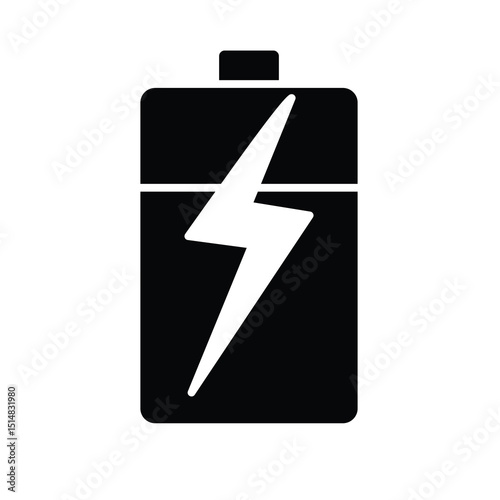 Power battery icon vector, black and white, battery clip art, batteries clip art, battery charge silhouette
