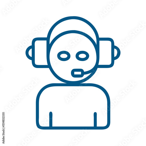 Line art illustration of a friendly customer service representative  