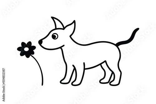 cute dog line art vector illustration
