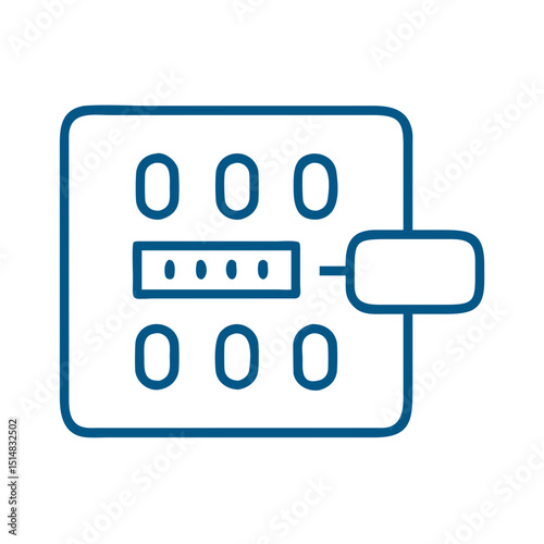 Simplified code lock illustration in blue outline style  