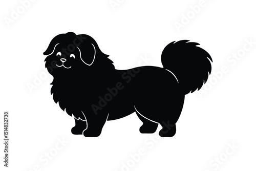 cartoon type beautiful dog silhouette vector with wearing sunglass
