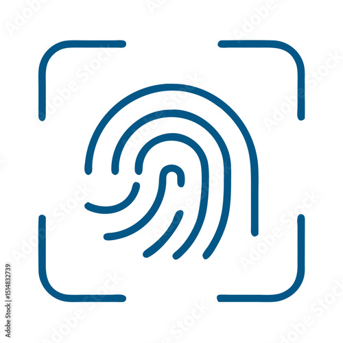 Fingerprint scan icon in minimalist design with blue lines  