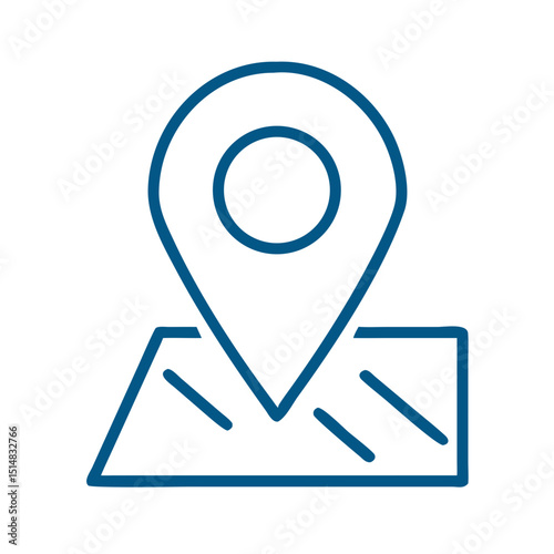 Location pin icon on a map in minimalist line style  