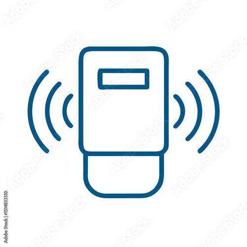 Sensor device emitting signals in minimalist line art style  
