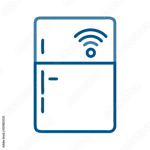 Smart fridge with WiFi icon in simple flat design  