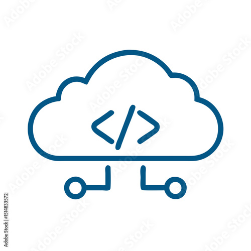 Cloud computing icon with code symbols and connection lines  