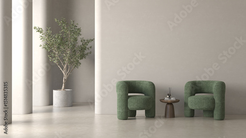 Modern style conceptual interior room 3d illustration