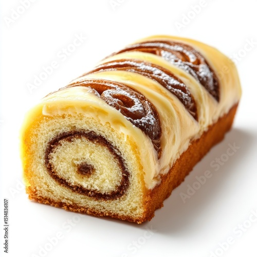 Delicious chocolate and vanilla swirl cake roll with creamy frosting and a soft spongy texture, perfect for dessert or festive celebration