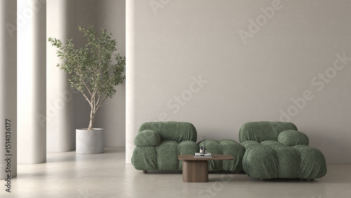 Modern style conceptual interior room 3d illustration