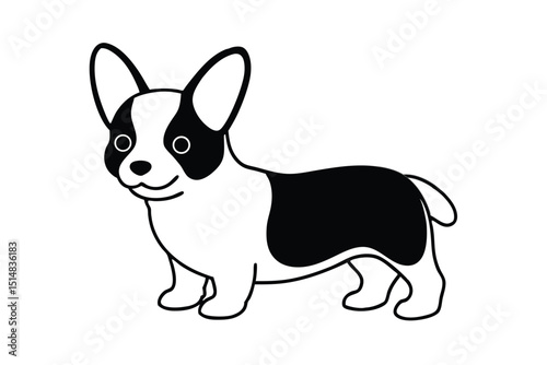 cartoon type beautiful dog silhouette vector with wearing sunglass