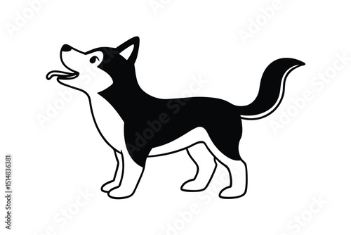 cartoon type beautiful dog silhouette vector with wearing sunglass