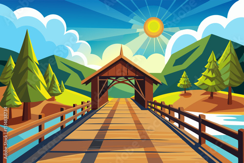 summer landscape with a wooden house