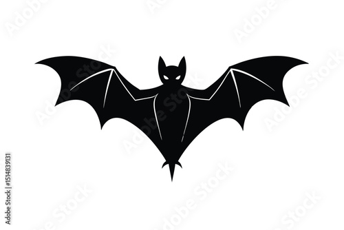 cute bat silhouette vector with Halloween type