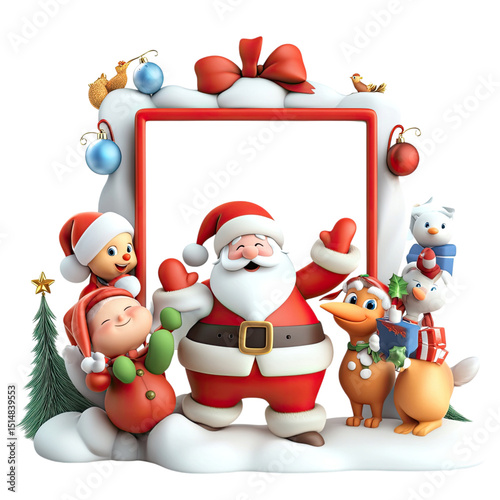 Santa  Friends Frame Holiday cheer border for your photos and greetings.
