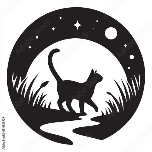 Realistic Cat Silhouette - The Charm of Everyday Feline Life  , black colour vactor 