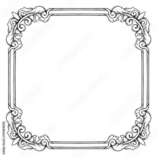 Illustration of floral frame with vignetted corners on white