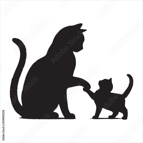 Realistic Cat Silhouette - The Charm of Everyday Feline Life  , black colour vactor 