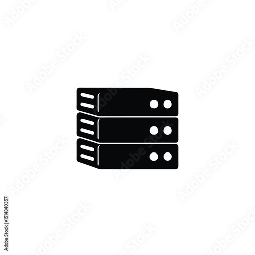 silhouette of server stack on white background