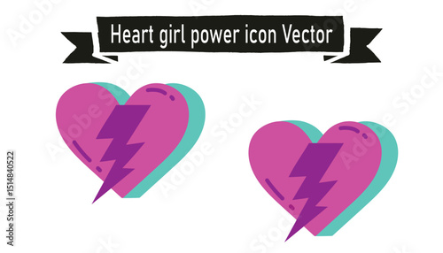 heart girl power icon vector 