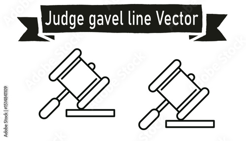 Judge gavel line vector 